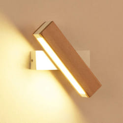 Applique Murale Intérieur led, Applique murale led Rotation 360°avec Simple en Bois Massif Éclairage Lampe Murale Moderne pour Chambre Blanc Lumière