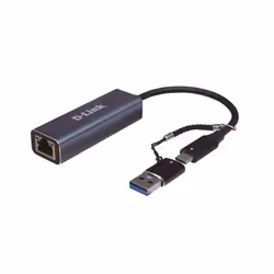 D-Link Adaptateur USB-C/USB vers Ethernet 2,5G DUB-2315, Avec fil, USB Type-A/USB Type-C, Ethernet, 2500 Mbit/s, Noir