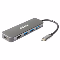 D-Link Station d'accueil USB-C 5-en-1 avec HDMI/alimentation DUB-2333, Avec fil, USB Type-C, 60 W, Gris, 5 Gbit/s, 4K Ultra H ...