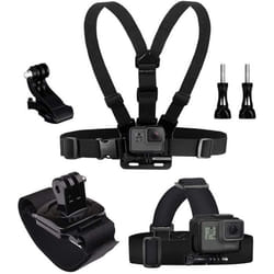 TELESIN Eyeon 3 en 1 Kit Harnais de Poitrine + Fixation Harnais Tete Bandeau + Fixation Poignet avec J Hook pour et Vis GoProXia