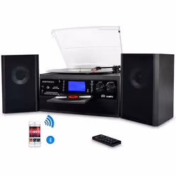 DIGITNOW Tourne-Disque Bluetooth Viny pour CDCassetteRadio AM/FM et entrée auxiliairePort USB et encodage SDavec Haut-parleur
