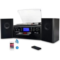 DIGITNOW Tourne-Disque Bluetooth Viny pour CDCassetteRadio AM/FM et entrée auxiliairePort USB et encodage SDavec Haut-parleur