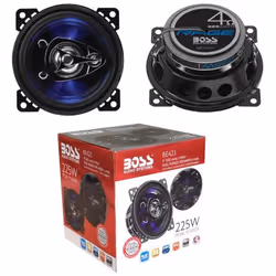 2 haut-parleurs BOSS AUDIO SYSTEMS BE423 3 voies coaxial 1000 cm 4 112 watt rms 225 watt max 4 ohm 90 avec led bleu par paire