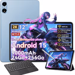 Oscal Pad 100 Tablette Tactile 12 Android 15 2.4G+5G Wifi RAM 24Go ROM 256Go/SD 2To 9000mAh 16+8MP Dual SIM Bleu Avec Clavier ...