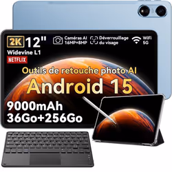 Oscal Pad 100 Tablette Tactile 12 Android 15 2.4G+5G Wifi RAM 36Go ROM 256Go/SD 2To 9000mAh 16+8MP Dual SIM Bleu Avec Clavier ...