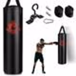 COSTWAY Sac de Boxe Frappe Rempli Ø30cm 28 5kg-Gants de Boxe-Bandages de Protection-Sac Rangement-pour Karaté TaekwondoMuay T ...