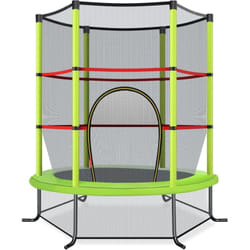 Trampoline de Jardin pour Enfants Ø165 cm avec Filet de Protection,Appuis de Ressorts et Structure en Acier, Vert - Costway