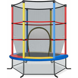 Trampoline de Jardin pour Enfants Ø165 cm avec Filet de Protection,Appuis de Ressorts et Structure en Acier, Coloré - Costway