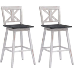 Costway - Lot de 2 Tabourets de Bar, Chaise de Bar Pivotant à 360° en Bois d'Hévéa avec Dossier et Repose-Pieds, pour Salon, Restaurant, Bar (51 x 51