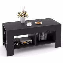 COSTWAY Table Basse Moderne 90 x 39 x 42 CM en Bois de Salon Rectangulaire Noir en MDF P2