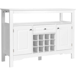 Buffet de Cuisine, avec Casier à Vin, Etagères, 1 Tiroir et 2 Armoires, 117 x 40,5 x 82,5 cm Blanc - Costway