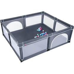 Parc pour Bébé 206 x 185.5 cm, Parc Enfant Intérieur et Extérieur, Centre d'Activités pour Enfants avec Base Antidérapante Gris - Costway