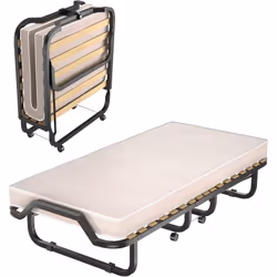 Description générale Le lit pliant avec matelas en mousse à mémoire de forme de 10 cm offre un confort luxueux et s'adapte pa ...
