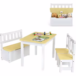 【Ensemble de meuble pour enfant multifonctionnel :】L'ensemble comprend 1 table, 1 banc et 2 chaises, il peut donc accueillir ...