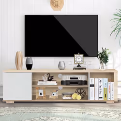 COSTWAY Meuble TV Console Multimédia pour TV Jusquà 55 avec Gestion des Câbles de Style Moderne