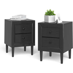 Costway - Lot de 2 Tables de Chevet Moderne avec 2 Tiroirs, 40 x 39,5 x 55 cm, avec Pieds en Bois Massif et Poignées, Noir