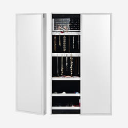 COSTWAY Armoire Bijoux à Porte Coulissante 22 Crochets pour Collier 60 Emplacements pour Bagues 95 Trous Boucles dOreilles Blanc