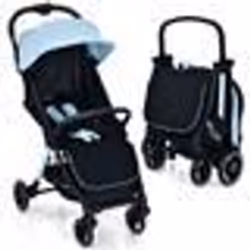 COSTWAY Poussette Bébé Pliant à une Main Dossier Incliné 100°-145° et Auvent Repose-pieds Réglables Structure en Aluminium Bl ...