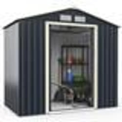 COSTWAY Abri de Jardin en Métal 271 ?213 x 127 x 195 cm avec 2 Portes Coulissantes Verrouillables 4 Trous d’Aération Gris pour