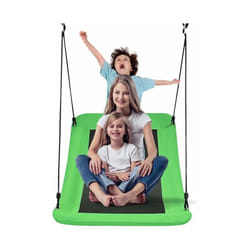 Costway - Balançoire Nid d'Oiseau Extérieur Rectangulaire 83 x 155 cm en Tissu Oxford avec Cordes de Réglables Charge Max 120KG Vert