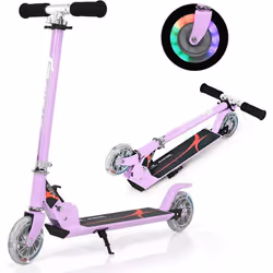 COSTWAY Trottinette Enfant Pliable 2 Roues LED Clignotantes Hauteur Ajustable Charge Max 70kg Enfant de 4 à 15 Ans Patinette