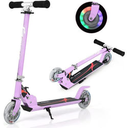 COSTWAY Trottinette Enfant Pliable 2 Roues LED Clignotantes Hauteur Ajustable Charge Max 70kg Enfant de 4 à 15 Ans Patinette