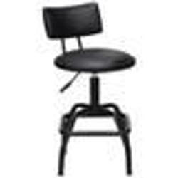 COSTWAY Tabouret de Bar Réglable 62 - 73CM Chaise de Bar Pivotant avec Dossier Rembourré et Repose-pieds pour Bars Cuisines