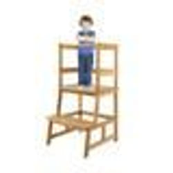 COSTWAY Tour dApprentissage pour Enfants en Bois à 2 Marches Bandes Antidérapantes Hauteur du Passage 40 cm Charge 68KG Naturel