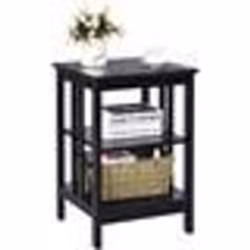 COSTWAY Table de Chevet à 3 Niveaux Table dAppoint Simple et Contemporain pour Chambre Salon 40x40x61CM Noir