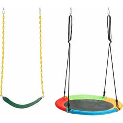 Costway - Balançoire Nid d'Oiseau Ø1m et Balançoire Ceinture 1,2m avec Cordes Réglables, 2 Façons de Suspendre, Charge Maximum 150kg