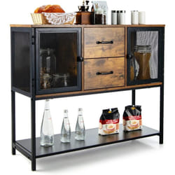 Costway - Meuble de Rangement, Buffet Industriel avec 2 Placards, 2 Tiroirs Coulissants et Etagère Inférieure, Conception en Métal, pour Salon, Salle