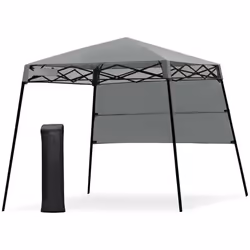 COSTWAY Tonnelle de Jardin Pliante 182 x 182 cm Protection Solaire 2 Hauteurs avec Demi-paroi Latérale Sac Portable pour Fête ...