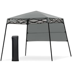 COSTWAY Tonnelle de Jardin Pliante 182 x 182 cm Protection Solaire 2 Hauteurs avec Demi-paroi Latérale Sac Portable pour Fête Gris