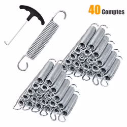 COSTWAY Lot de 40 Ressorts 140mm pour Trampoline Jardin Spirale en Acier Galvanisé avec Outil de Traction en T Conception Rec ...