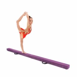 COSTWAY Poutre de Gymnastique Pliable 210cm pour Enfants avec Poignées de Transport 4 Patins Antidérapants Couverture en Daim