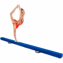 COSTWAY Poutre de Gymnastique Pliable 210cm pour Enfants avec Poignées de Transport 4 Patins Antidérapants Couverture en Daim ...