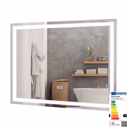 COSTWAY Miroir de Salle de Bain LED 80 x 60 cm avec Luminosité et Température de Couleur Réglables Interrupteur Tactile Anti- ...