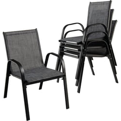 Costway - Lot de 4 Chaises de Jardin, Charge 120 kg Empilable pour Terrasse, Balcon, Patio, 83 x 68 x 56 cm, en Métal & Tissu, Gris