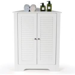 COSTWAY Armoire d'Angle, Meuble de Rangement 63x32x81,5 cm, 2 Portes à Volet et Étagère Réglable, pour Salon, Chambre, Bureau, Blanc
