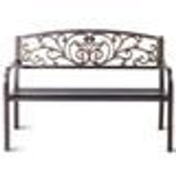 COSTWAY Banc de Jardin Extérieure en Fonte et Acier 127 x 60 x 85cm Romantique - 2 Places pour Jardin Parc Terrasse Balcon Bronze
