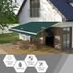 COSTWAY Store Banne de Balcon Manuel Rétractable 3X25M avec Tissu Résistant aux UV à lEau en Aluminium Angle Réglable 5-35° Vert