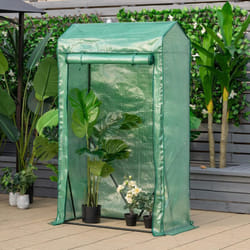 Serre de Jardin Portable-100 cm x 50 cm x 170 cm avec Porte à Glissière Enroulable-2 Sangles Housse en Plastique pe - Costway