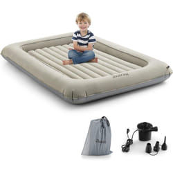Costway - 2 en 1 Lit Gonflable pour Enfants, Ensemble de Matelas Pneumatiques pour Enfants avec Pompe Électrique, pour 18-24 Mois