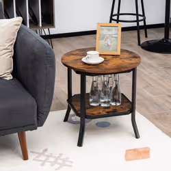 Les points importants : 【Table d'appoint à 2 niveaux avec rangement supplémentaire : 】la table d'appoint ronde dispose d'un p ...