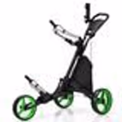 COSTWAY Chariot de Golf Pliable à 4 Roues Sangle ElastiquePorte-parasol Réglable et Porte-gobelet Sac Recouvert dAluminium Ve ...