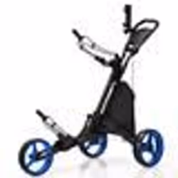 COSTWAY Chariot de Golf Pliable à 5 Roues Sangle ElastiquePorte-parasol Réglable et Porte-gobelet Sac Recouvert dAluminium Bl ...