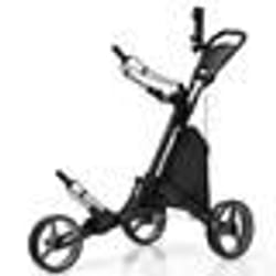 COSTWAY Chariot de Golf Pliable à 6 Roues Sangle ElastiquePorte-parasol Réglable et Porte-gobelet Sac Recouvert dAluminium Gris