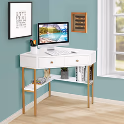 Description générale Ce bureau d'angle compact et moderne est spécialement conçu pour optimiser l'espace tout en offrant un e ...