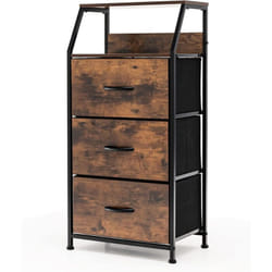 Costway - Meuble de Rangement à 3 Tiroirs, avec Étagère Supérieure et 3 Tiroirs Amovibles, Structure en Acier Massif, pour Chambre, Salon, Bureau,