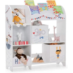 Meuble de Rangement pour Enfant, Thème Océan, Étagère de Rangement pour Jouets et Livres, avec 2 Tiroirs en Tissu(Model 2) - Costway